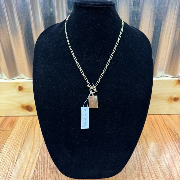 Uncommon James 14k Gold Plated Brass “M” InitialPendant Paperclip Chain Necklace - Picture 2 of 4